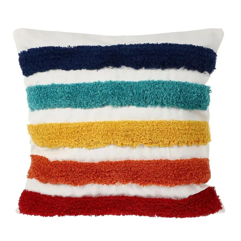 

Embroidered Rainbow Pillow Case Bedroom Living Room Colorful Pillowcase Sofa Throw Pillowcase Supple Pillow Cover 45x45cm