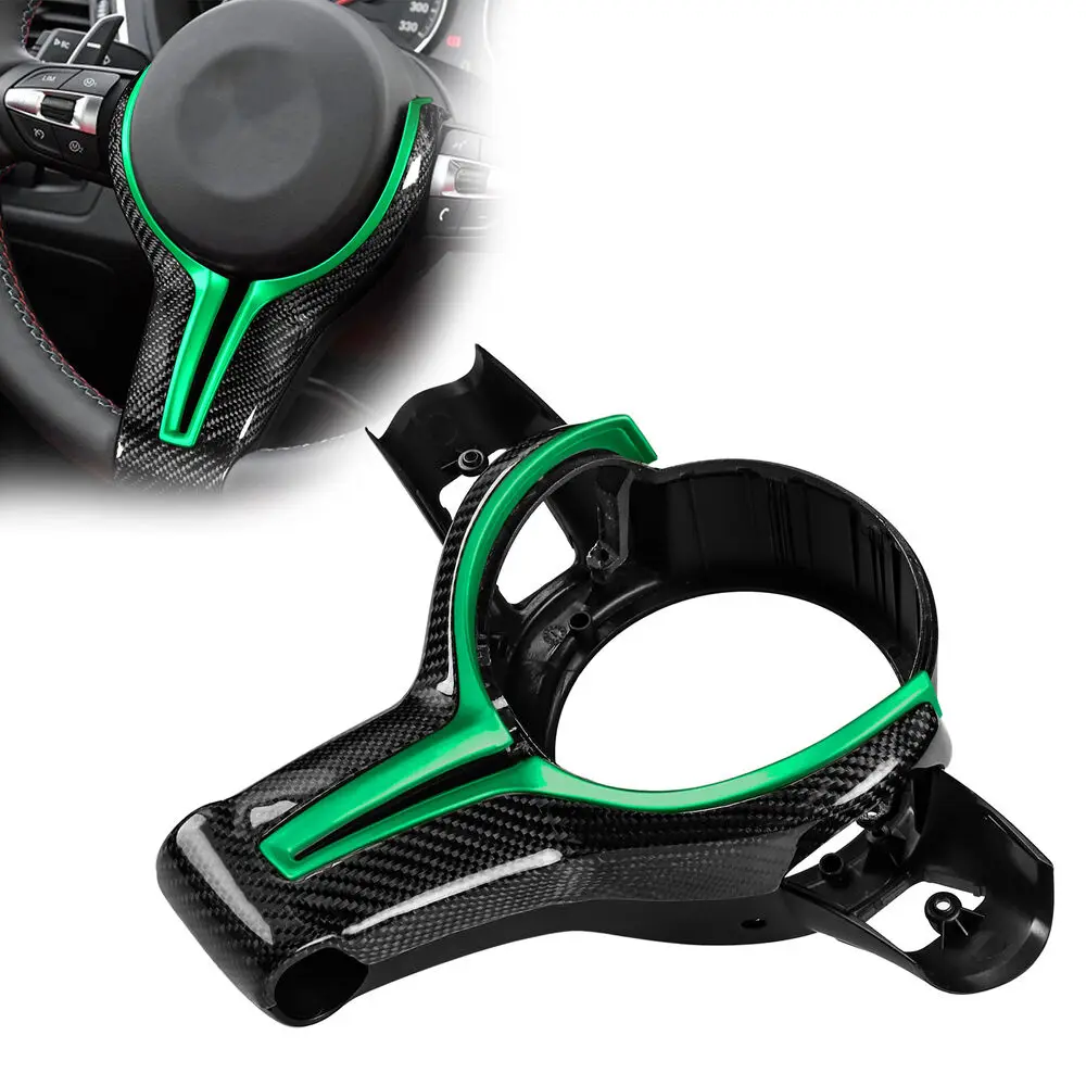 

Carbon Fiber Steering Wheel Trim Replace Fit BMW M X5M X6M Series 1-6 Green