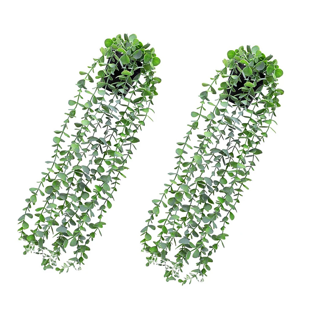 

2 Pieces Artificial Eucalyptus Plants Outdoor Fake Vine Potted Plant