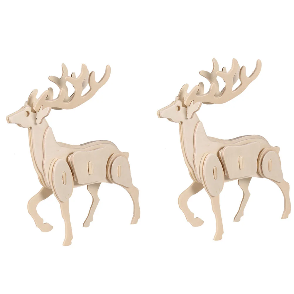 

2Pcs Wooden Puzzle Model Cartoon 3D Puzzle Assemble Puzzle for Kids Child Gift