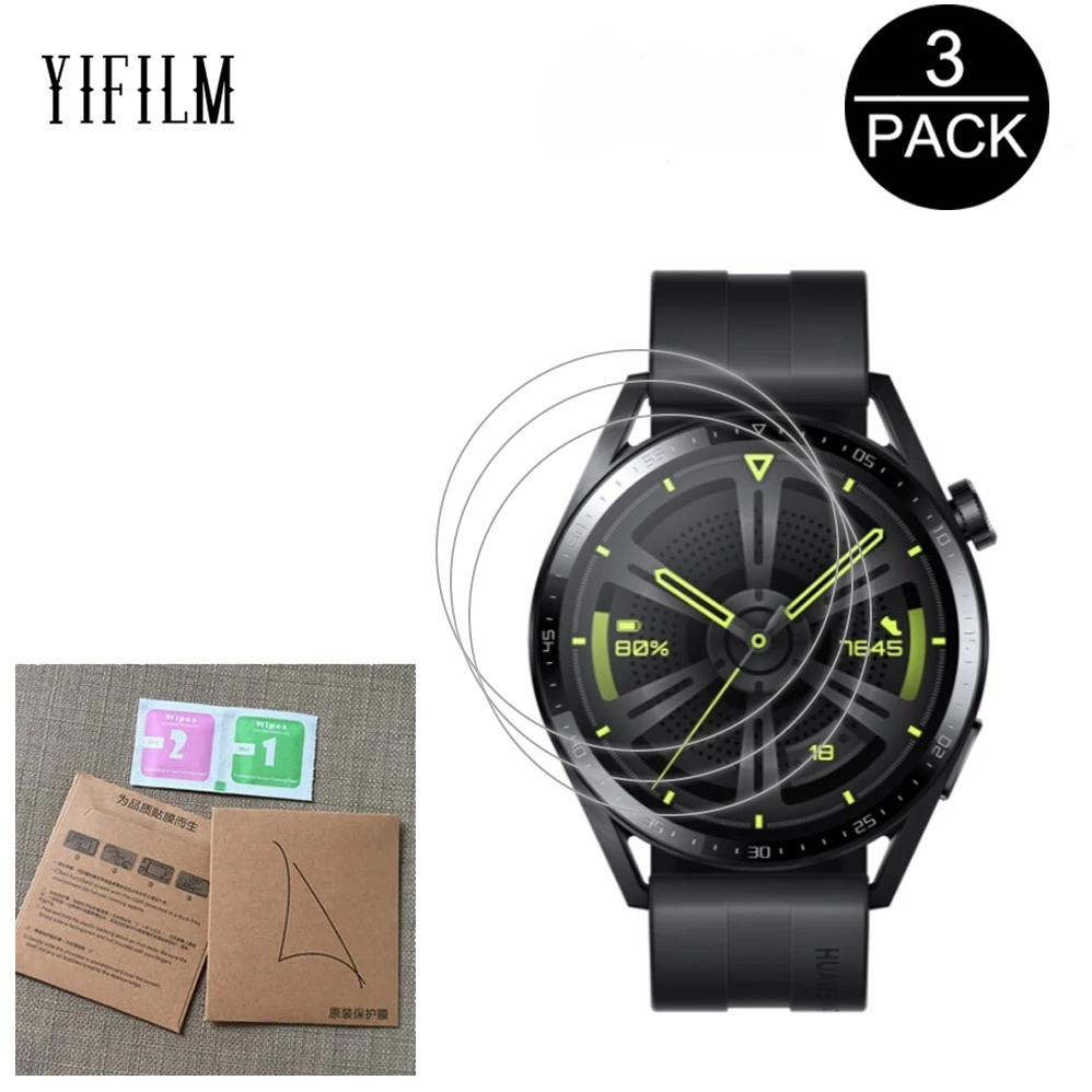 

3PCS Clear Soft TPU Film For HUAWEI WATCH GT Runner 3 46mm 42mm Full Coverage Anti-Scratch Watch Screen Protector Film Not Glass