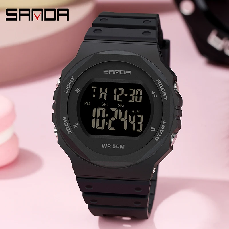 

Fashion Dress Sport Watch For Girl Luxury Led Digital Watches Women's Wristwatch Top Brand SANDA Watches Stopwatch Clock 6069