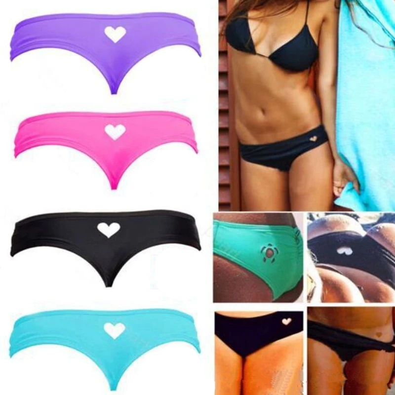 

2022 Heart Shape Sexy Female Swimwear Women Swim Brief Brazilian Bikini Bottom Butt Thong Tanga Panties Underwear