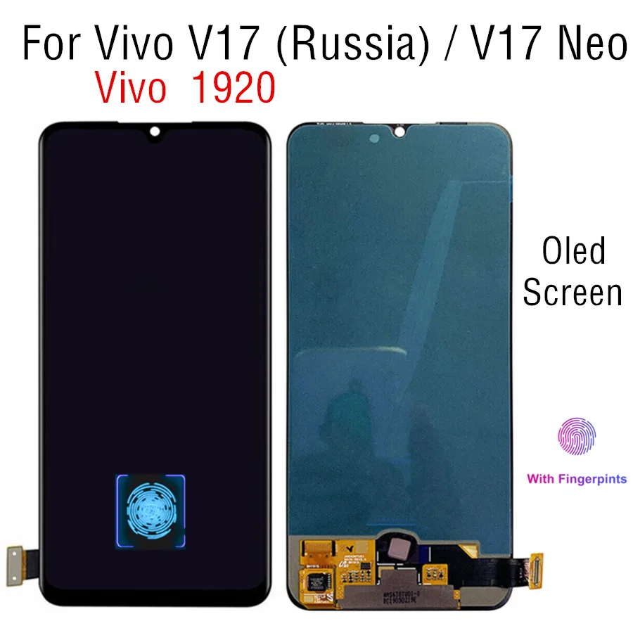 

6,38 дюймовый OLED ЖК-дисплей для VIVO V17, Версия 1920 для России, ЖК-дисплей кодирующий преобразователь сенсорного экрана в сборе, замена для VIVO V17 Neo LCD