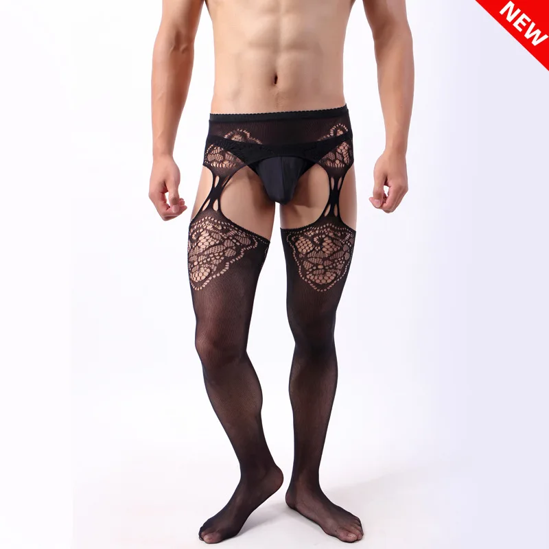 

Men's pantyhose fishnet socks open crotch open crotch men's high elastic fishnet socks breathable pantyhose stockings