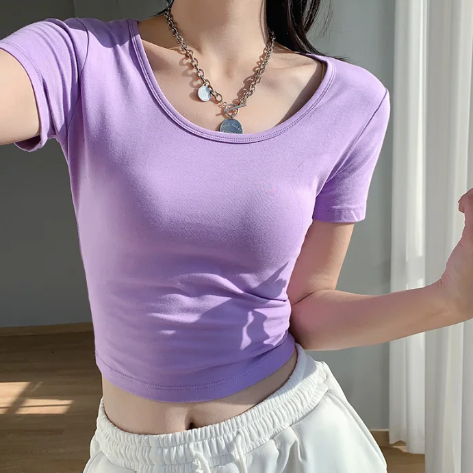 

Cotton Crew Neck Top New Summer