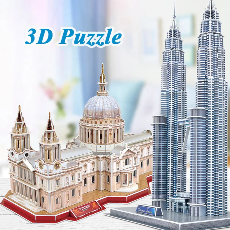 

3D Puzzle Paper Kids 8+ Years World Famous City Building Model Urban Landscape DIY Education Creative Adult Jigsaw Kids Toy Gift