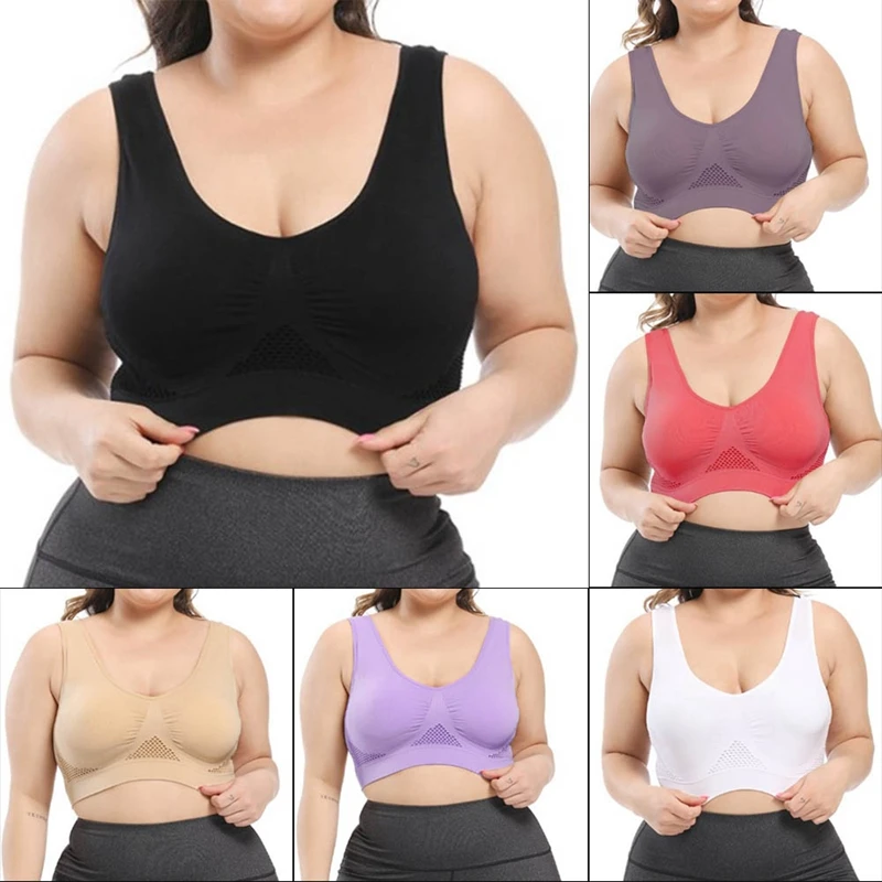 

Plus Size Yoga Bra Padded Vest Women Seamless Sports Tops Fitness Workout Running Bras Shirts Breathable Clothes Brassiere