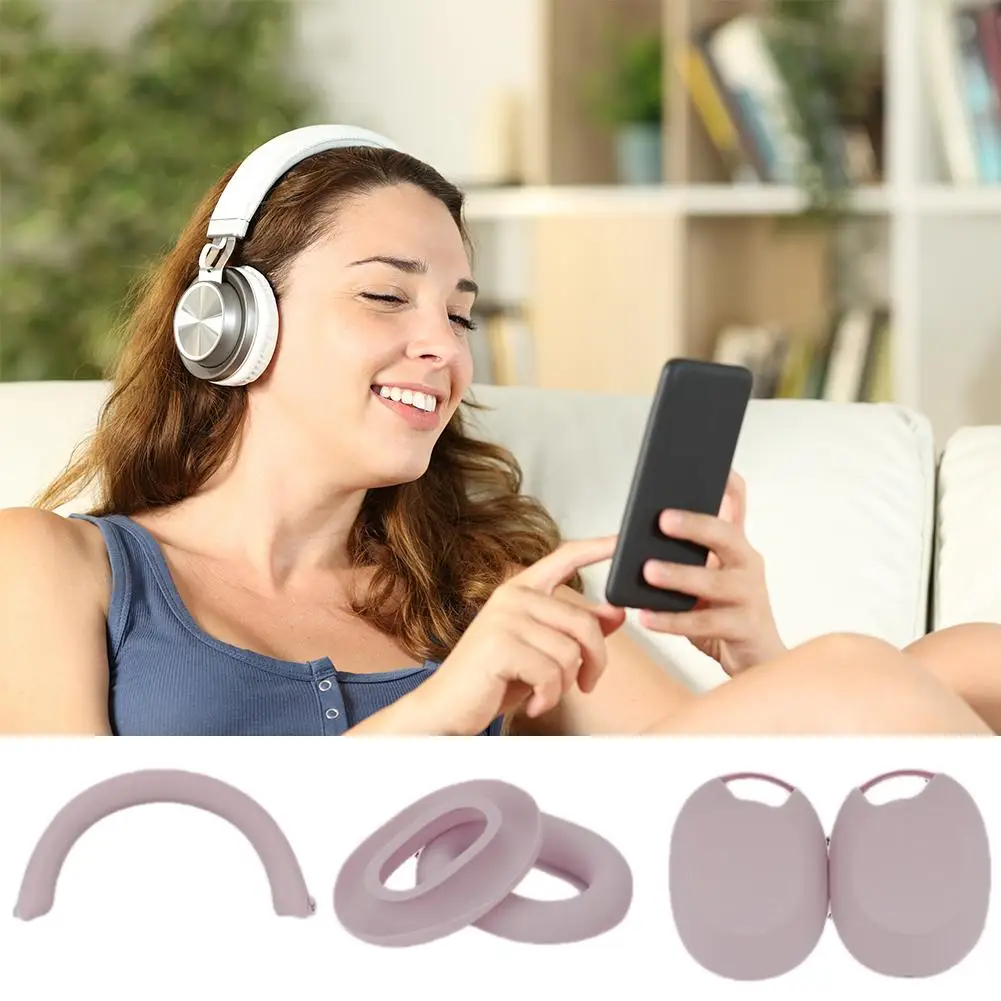 Чехол для наушников SONY WH-1000XM5 розовый-серый из силикона