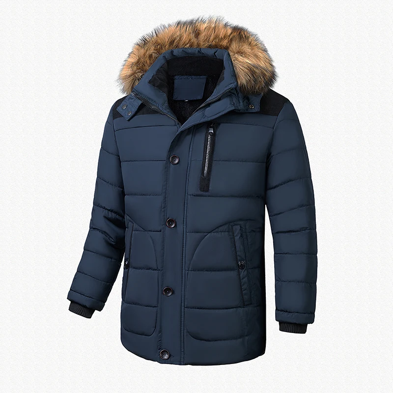 Men Parkas 2022 Winter New Thick Fleece Warm Jacket Parkas Coat Men Autumn Windproof Fur Collar Hooded Casual Parkas Jacket Men