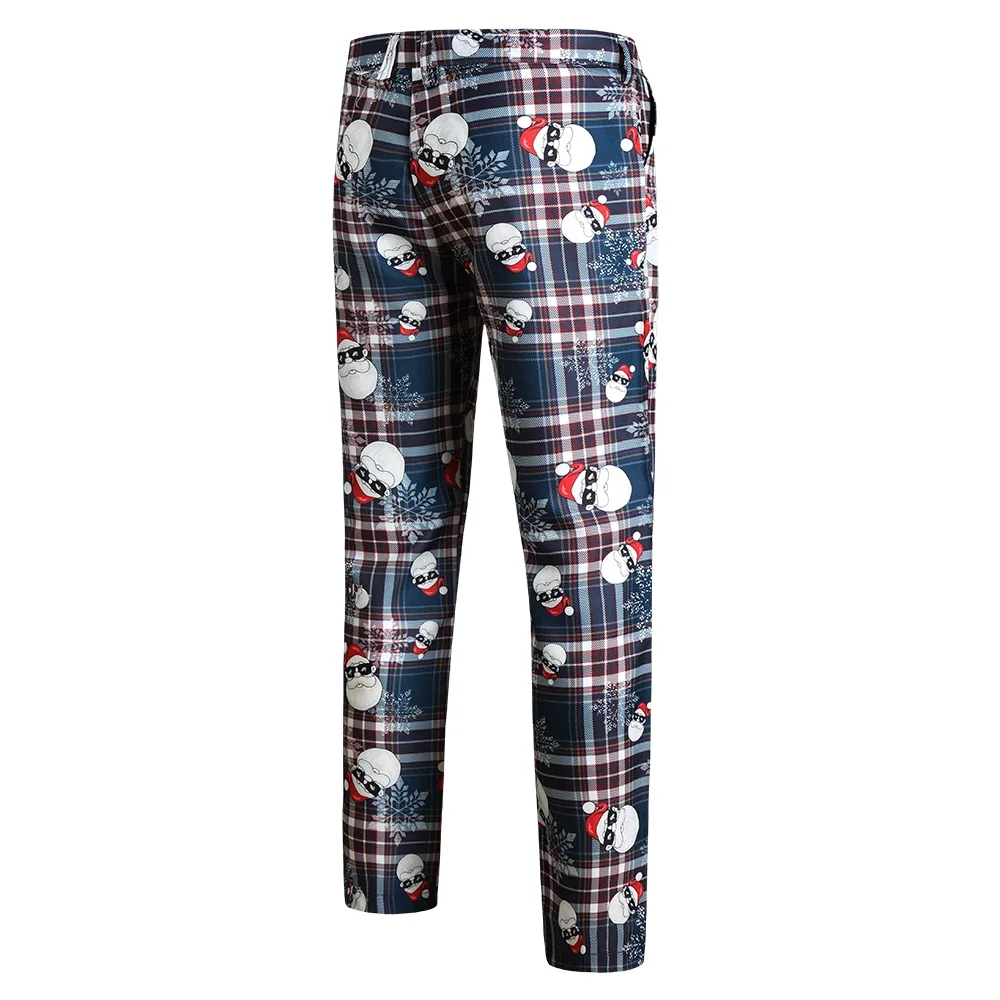 2024 Рождественский костюм Брюки Мужчины Санта-Клаус с принтом Slim Fit Мужское платье