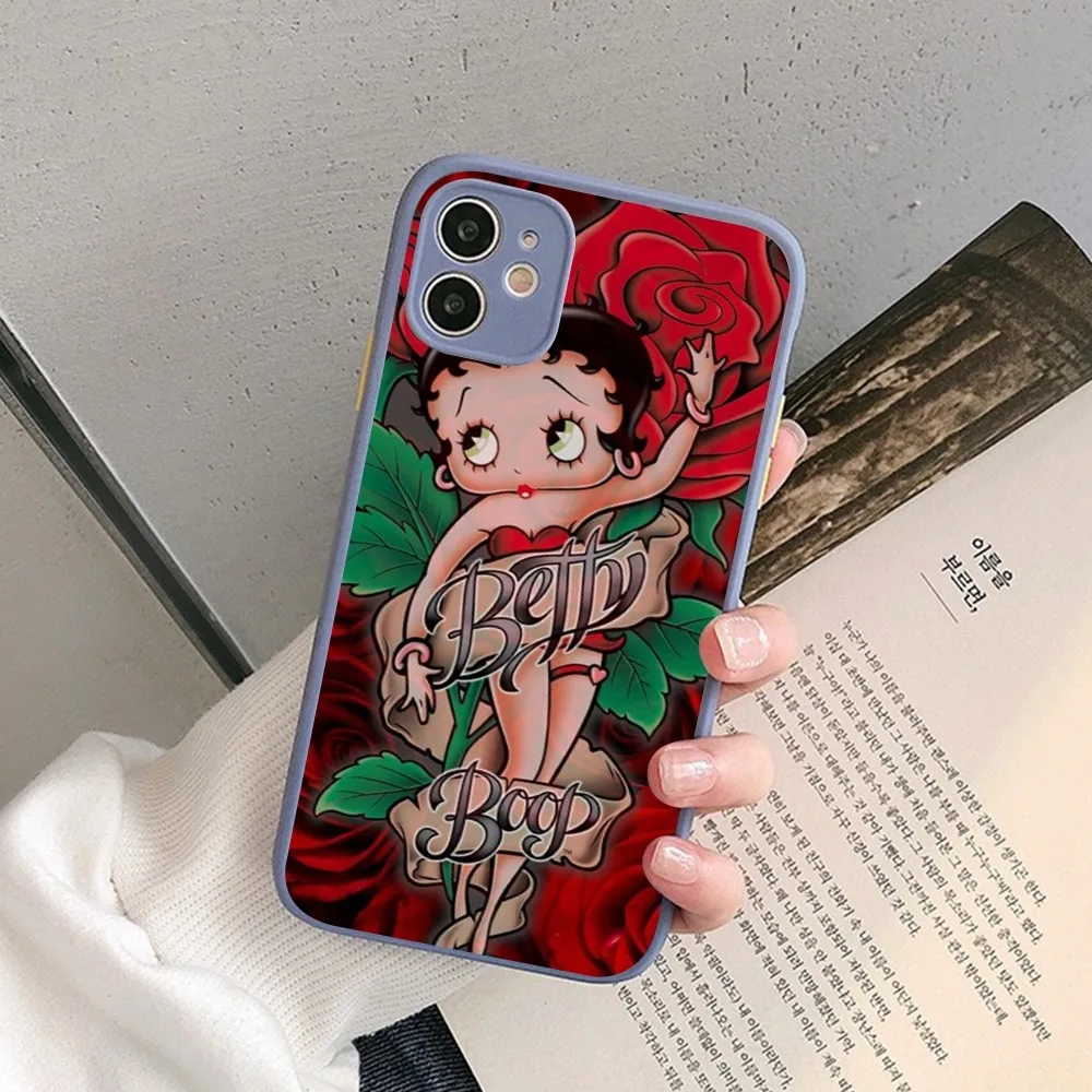 Фото Чехол для телефона B-Betty-Cute-Boop, прозрачный матовый чехол для iPhone 14 11 12 13 Mini Pro Max 8 7 Plus X XR XS MAX №4
