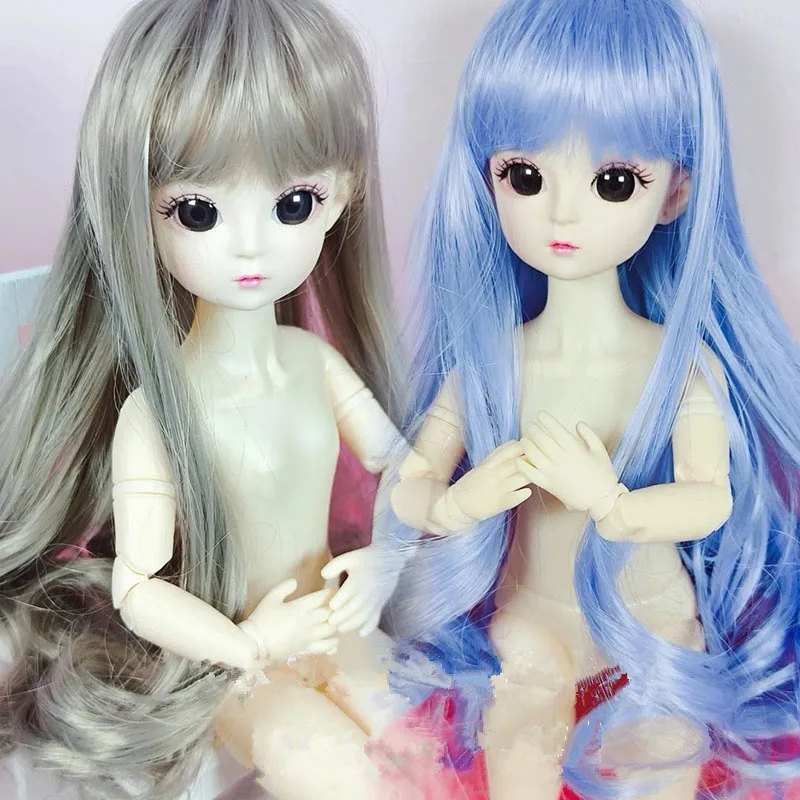 

New 28cm Doll with Wig 1/6 Bjd Multi Joints Movable 3D Eyes Makeup Bald Head Doll Toy Girls Diy Dress Up Toys