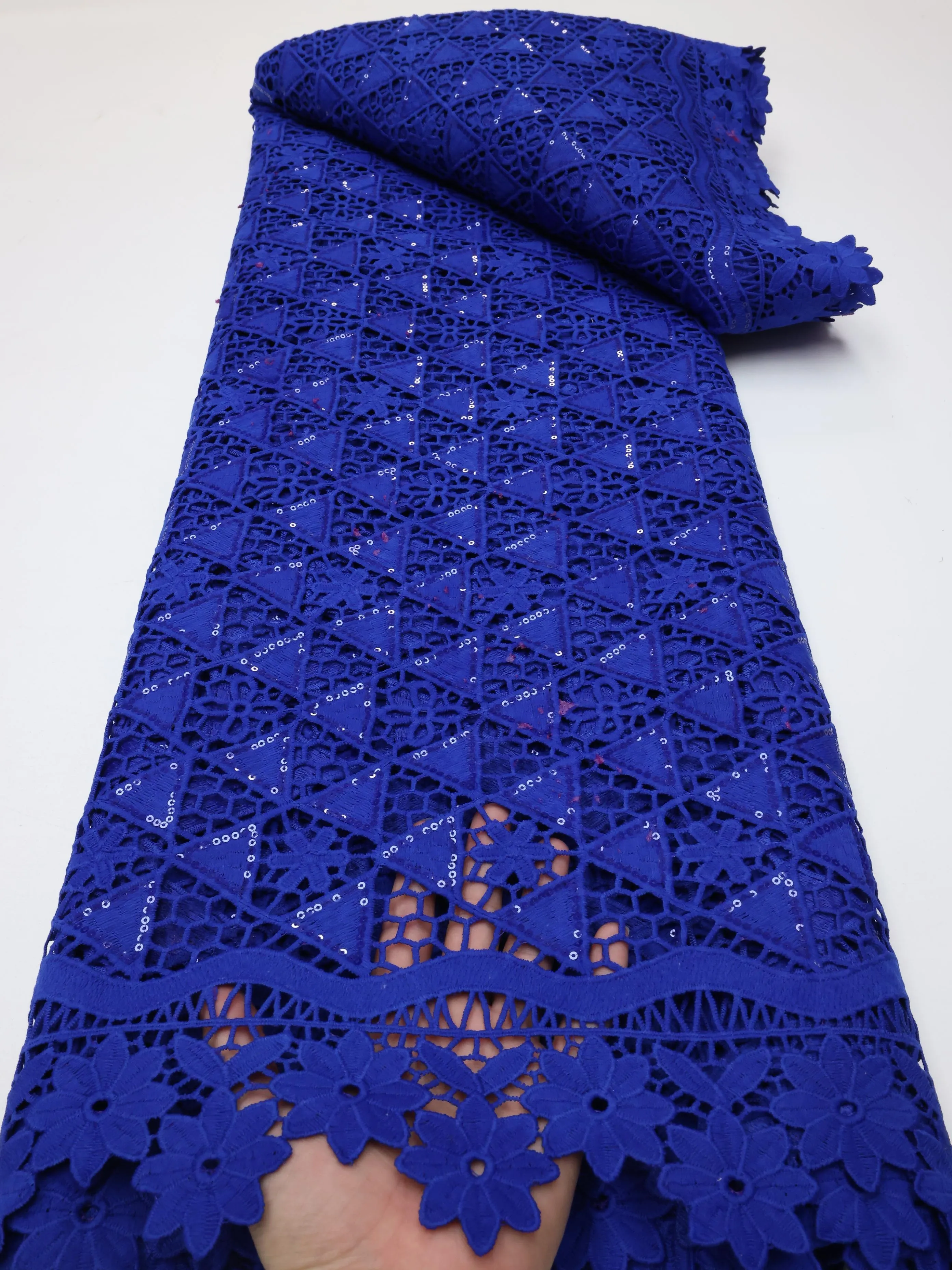 Экологичная вышитая молочная шелковая кружевная ткань для нигерийского