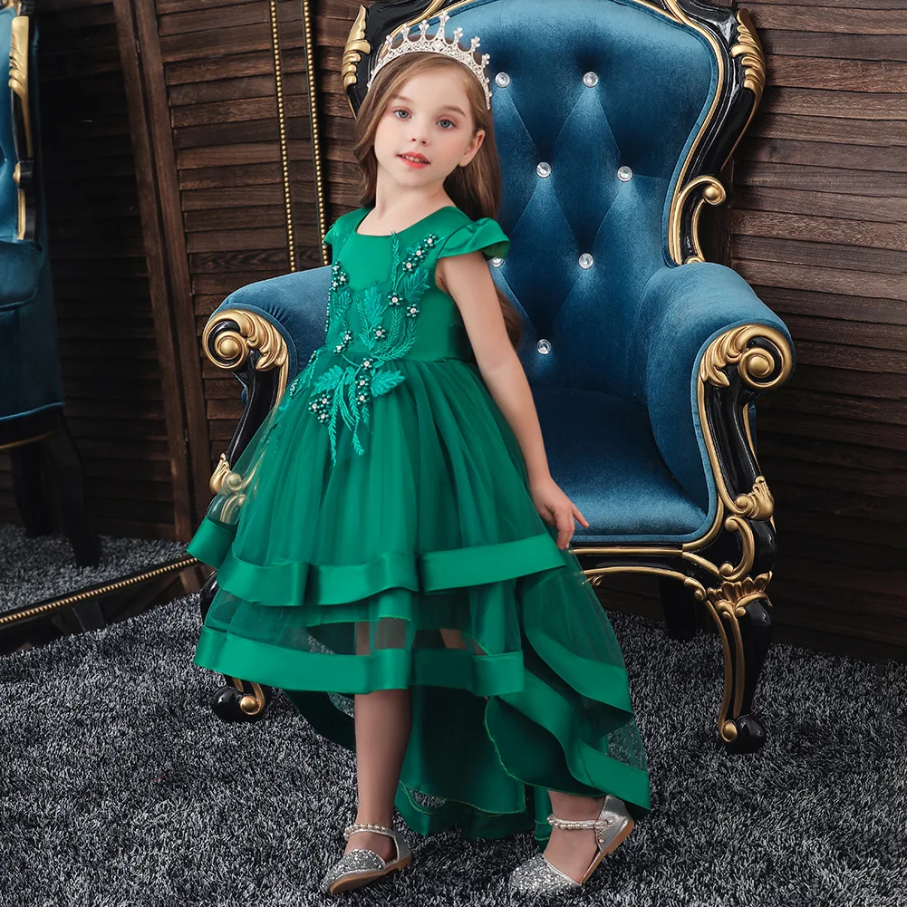 

2022 New Children's Dress Trailing Dress Summer Princess Dress For Girls Tutu Skirt Piano Performance Dress For 3-12Y Wholesale