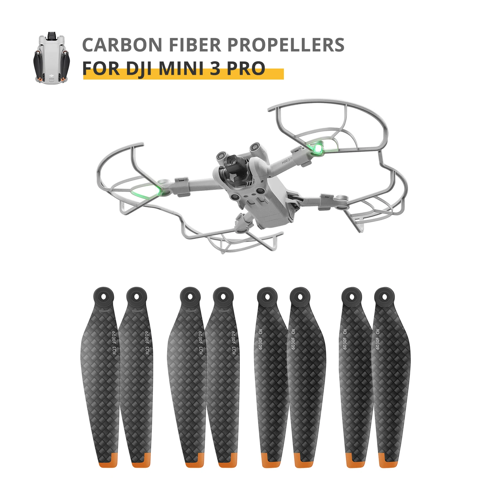 Carbon Fiber Propeller for DJI Mini 3 Pro Lightweight Durable 6030F Propellers Professional Replacement Drone Accessories Kits