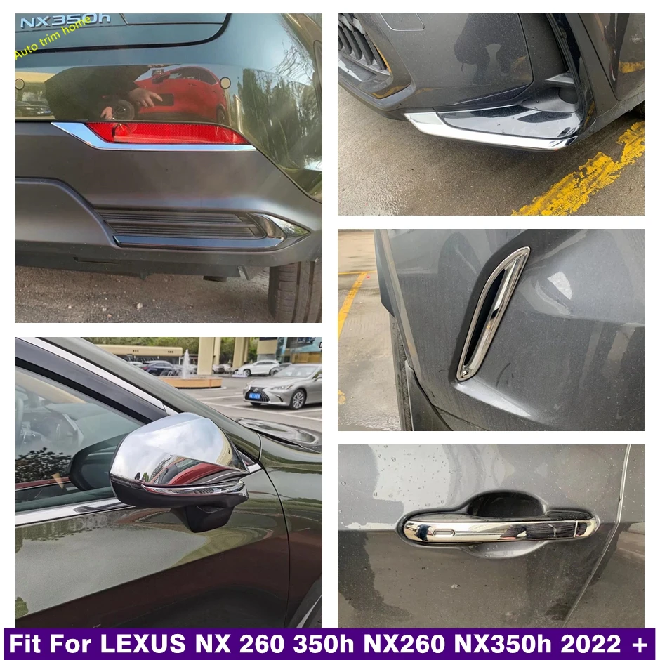 

Chrome Exterior Front Rear Fog Lights Lamps Eyebrow Lid Door Handle Rearview Mirror Cover Trim For LEXUS NX 260 NX350h 2022 2023
