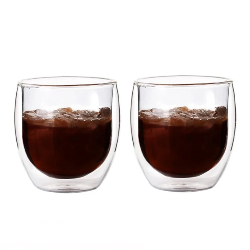 225 Мл Прозрачная Бытовая Посуда Для Напитков Набор Из 2 Термостойких Двухслойных