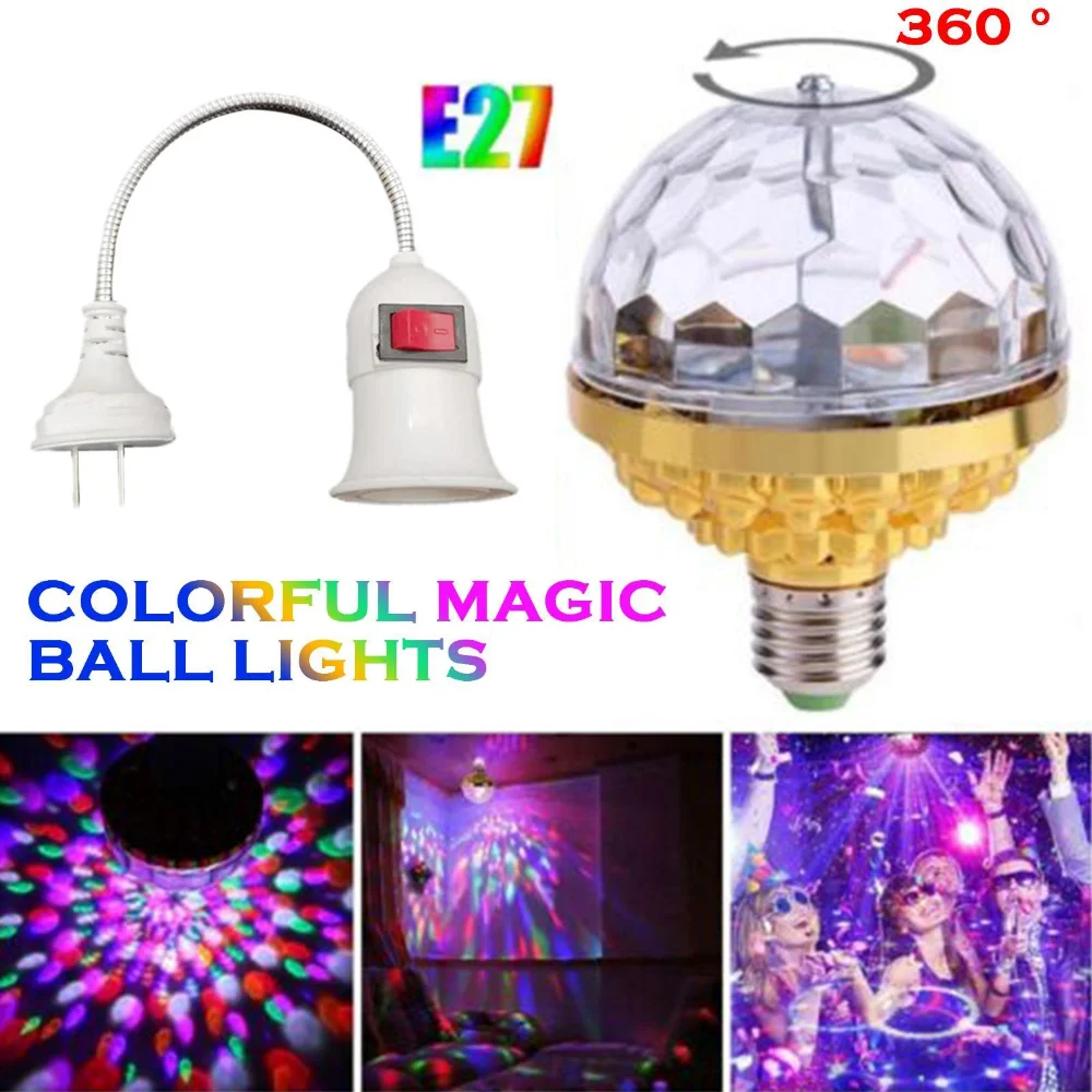 

E27 Mini Rotating Magical Ball Light RGB Projection Lamp Party DJ Disco Ball Light For Home Party KTV Bar Stage Wedding Lighting