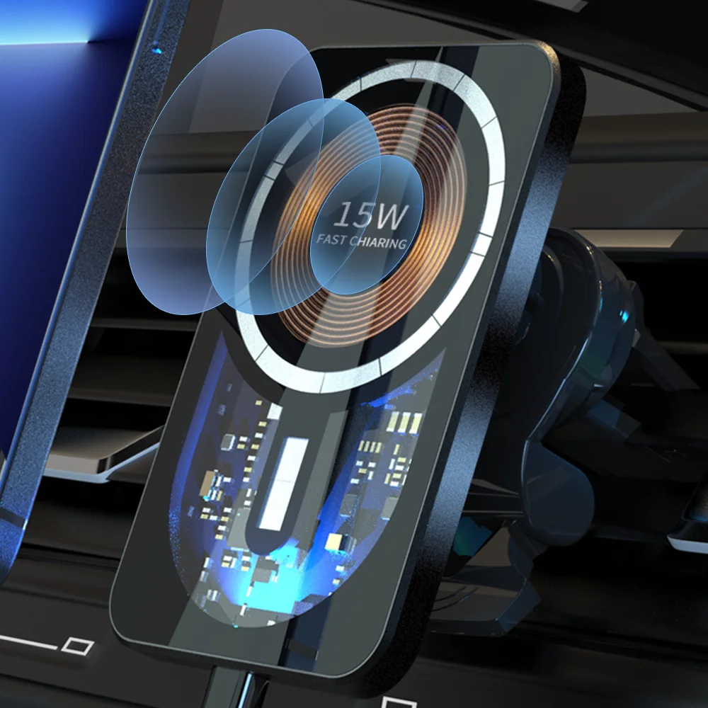 Magnetic Car Phone Holder Wireless Fast Charger in Car Air Vent Mount Stand for iPhone 12 13 14 Pro Max Qi Charging Bracket