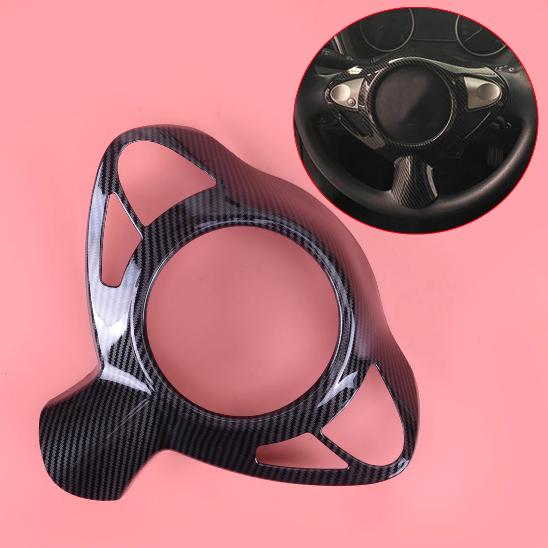 

Carbon Fiber Style Black Steering Wheel Cover Trim Frame ABS Fit for Nissan 370Z 2009-2013 2014 2015 2016 2017 2018 2019 2020