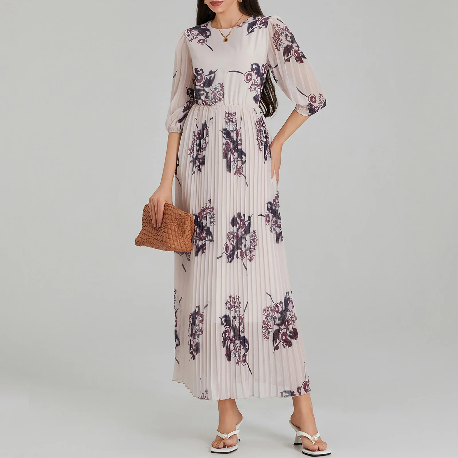 Женское модное длинное плиссированное платье элегантное трапециевидной формы с