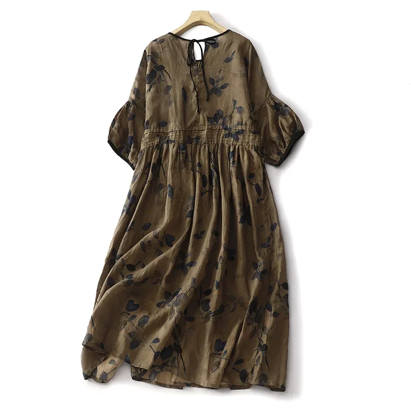 Большие размеры 2023 летнее винтажное женское платье свободного кроя в этническом