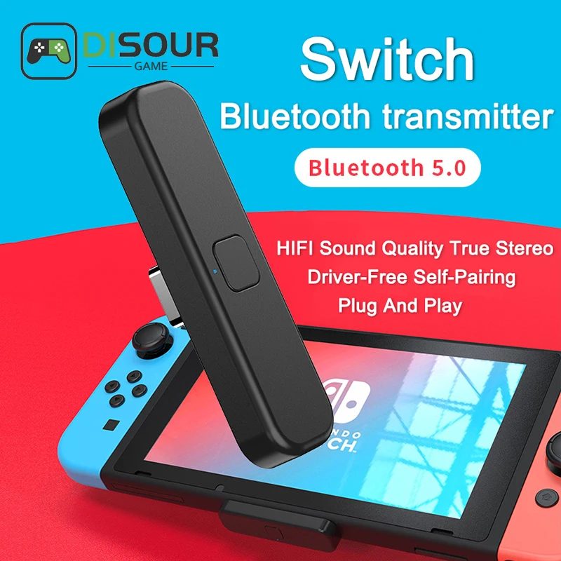 

DISOUR Switch USB C Bluetooth 5.0 Audio Transmitter Low Latency Wireless Adapter For Nintendo Switch/PS4/PS5 Plug And Play