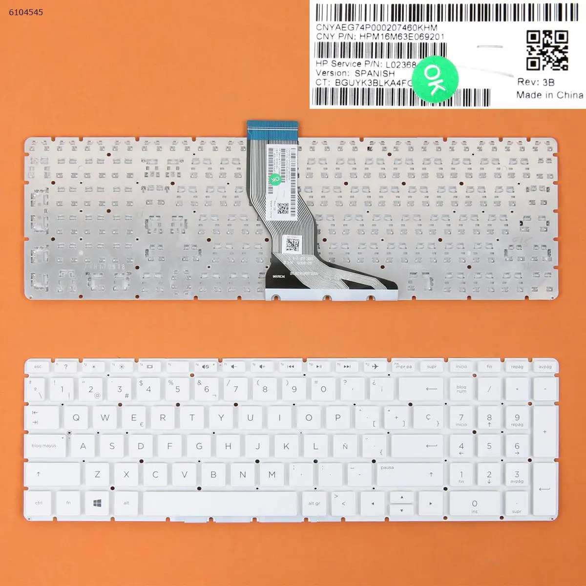 

Клавиатура SP для ноутбука HP Pavilion 15-BS, белая, без рамки