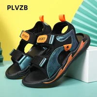 plvzb summer 2022 breathable sandals for boys convenient magic buckle toddler shoes outsole soft non slip kids beach footwear