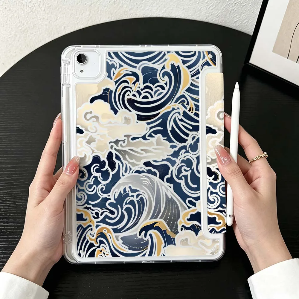 Фото Прозрачный Y-образный складной чехол для планшетов Blue Wave Cloud для iPad Mini Pro Air 5, 6, 7, 8, 9, 10, 11-го поколений, 9.7, 10.9, 13 дюймов №2