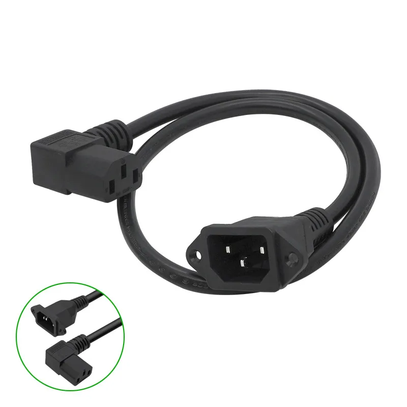 Удлинительный шнур IEC320 C14 к C13, C14 с отверстиями для винтов и угловым C13 длиной 30 см/60 см, H05VV-F 3G 0,75 мм