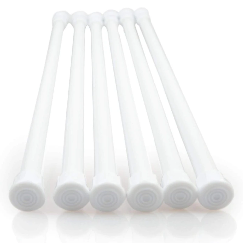 

6 Pack Tension Rods, Adjustable Spring Cupboard Bars Rod Curtain Rods White