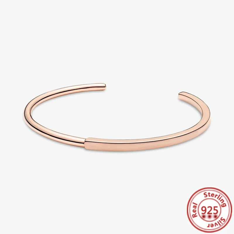 pantaro hot sale authentic 925 sterling silver bracelet rose gold signature i d bangle fit women brand bead charm fine jewelry free global shipping