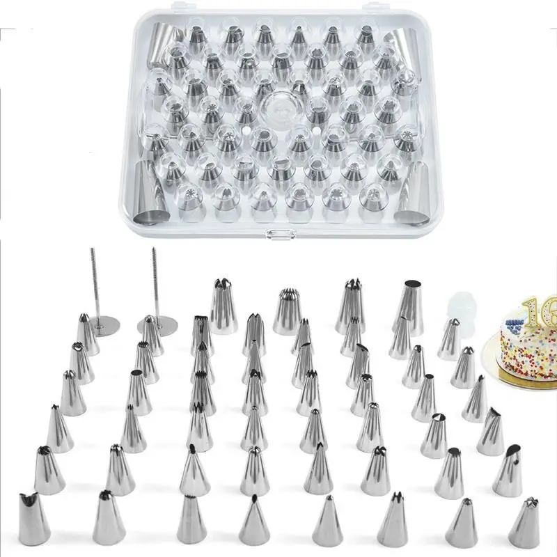 

55 шт./набор, многоразовые Кондитерские насадки из нержавеющей стали