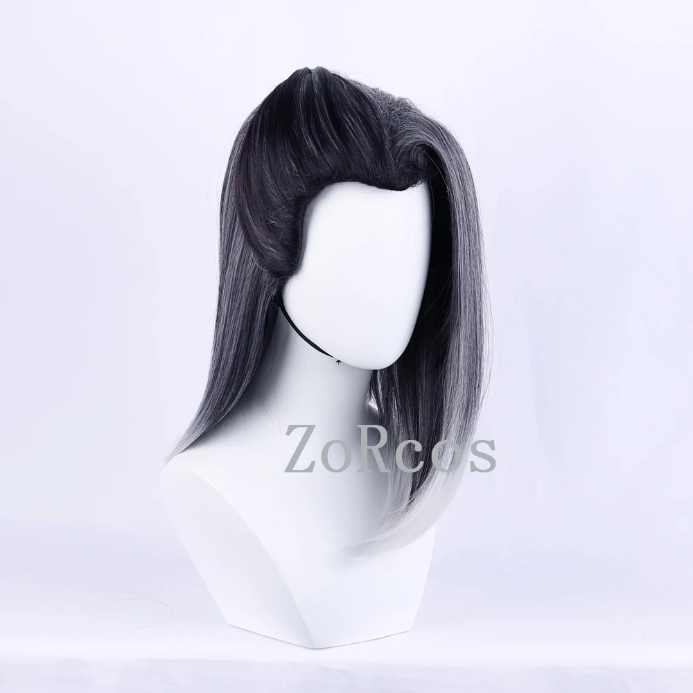 Парик для косплея Valorant термостойкий синтетический короткий с градиентом синего