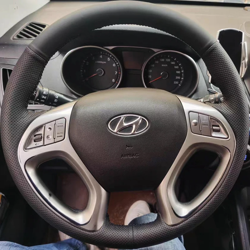 

Оплетка на руль автомобиля 100%, подходит для Hyundai ix35 Tucson 2011 2012-2015, аксессуары для автомобильного интерьера, оплетка на руль