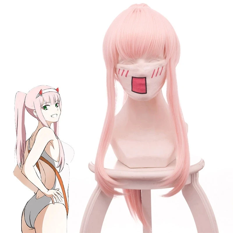 

Anime DARLING In The FRANXX National Team 02 Swimsuit Pink Ponytail Wigs Zero Two Cosplay Heat Hairstyle Synthetic Long Hair Wig