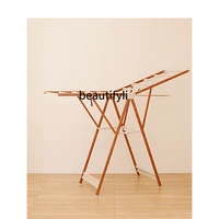 yj floor clothes hanger folding imitation solid wood home balcony courtyard drying rack aluminum alloy quilt fantastic