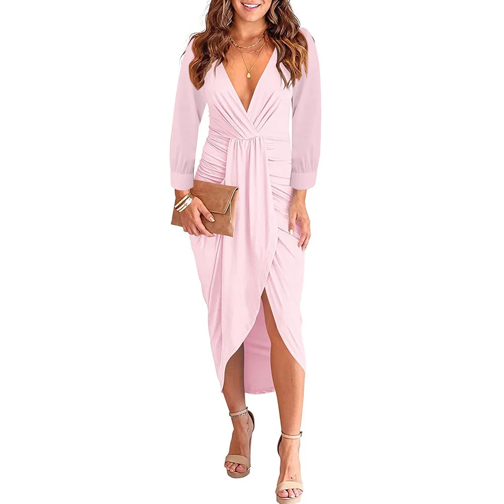 

Casual elegant slim sexy new dress,Autumn Dress For Weomen Sexy Bodycon Slit Bandage Dress Long Sleeve Casual Long Party Ni2023