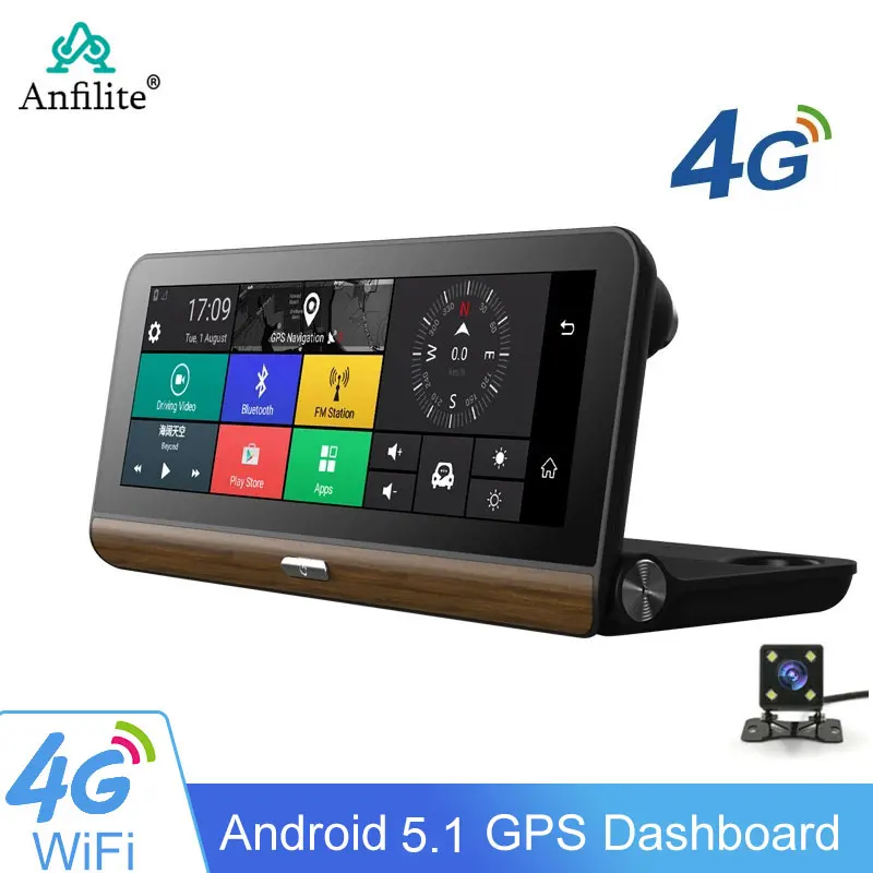 Android 4G 8-дюймовый автомобильный видеорегистратор WiFi GPS навигация ADAS 1080P задний