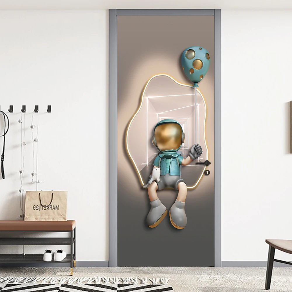 Наклейки на дверь с изображением астронавта креативные дизайнерские обои