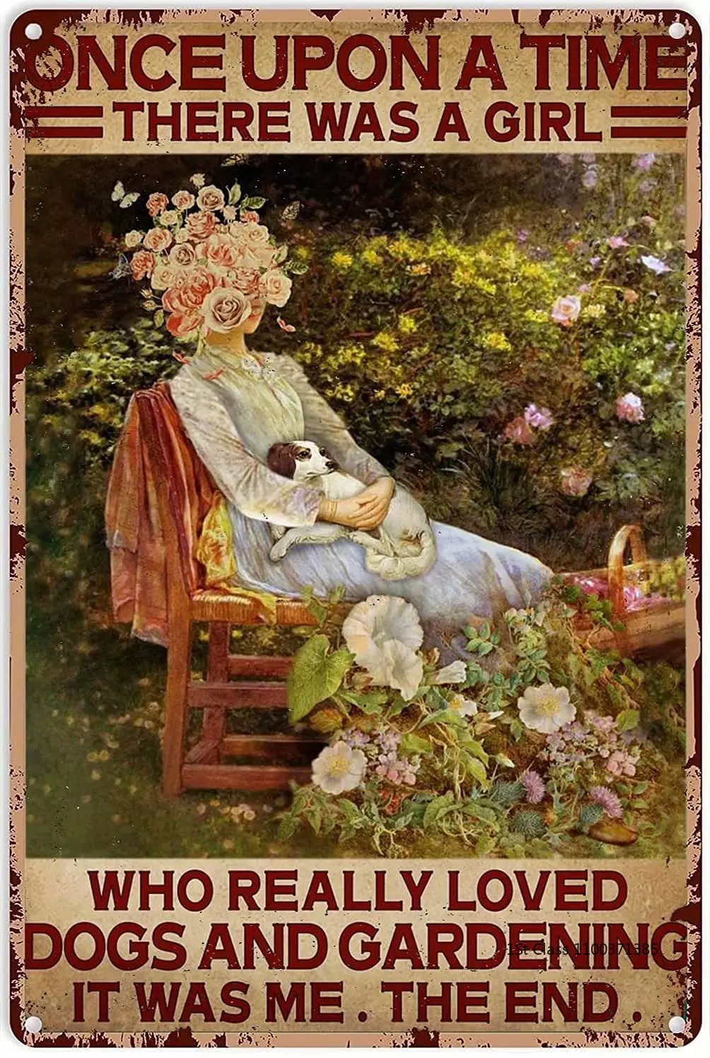 

Garden Iron Poster,A Girl Loves Dogs and Gardening,Vintage Tin Sign for Garden Bedroom Home Hotel Bar Outdoor Wall Decoration