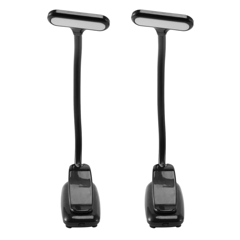 

GTBL 2X LED Book Lights, Rechargeable Clip On Light, 3 Lighting Modes, 9 Leds, Eye Protection Reading Lamp -Black