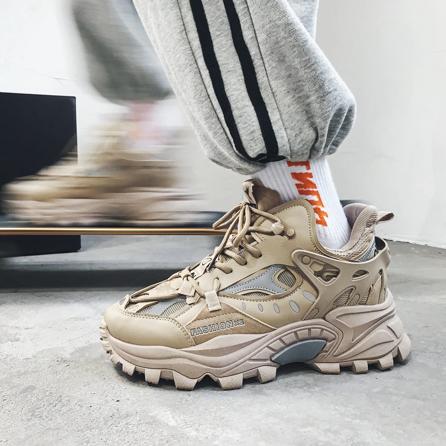 Высокие модные кроссовки RASMEUP мужские повседневная обувь на толстой подошве