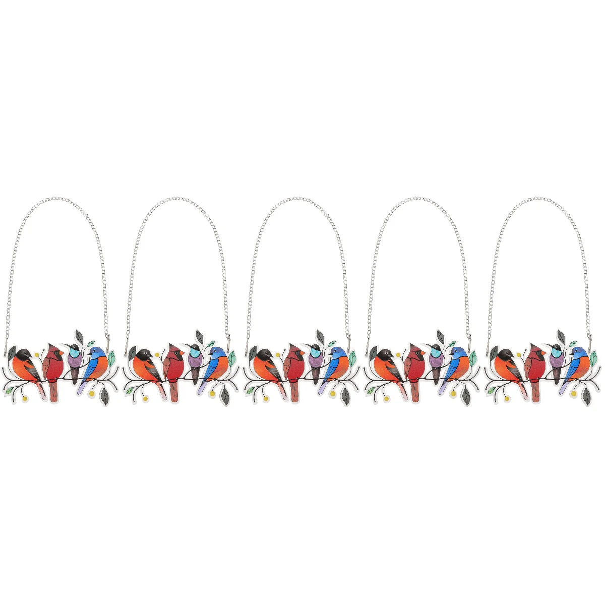 

5 Count Bird Ornaments Cardinal Outdoor Decor Branch Painting Crafts Home Wall Accessories Acrylic Indoor Pendant Hanging