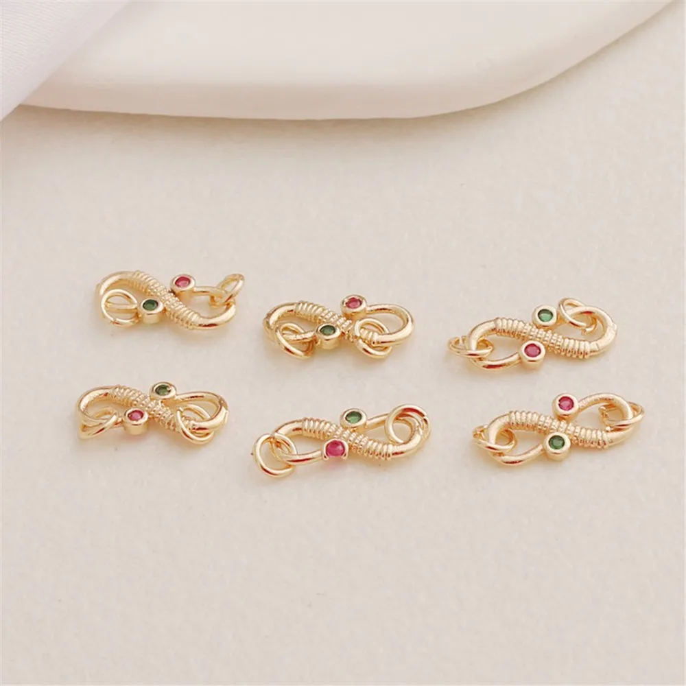 Двойная Соединительная Пряжка из циркония с инкрустацией 14-каратного золота