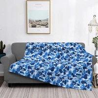bape blue camo blanket camouflage military winter bedspread plush soft cover flannel spread bedding bed bedroom velvet outlet