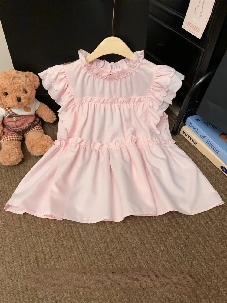 Женская блузка с оборками на воротнике милый укороченный топ в Корейском стиле