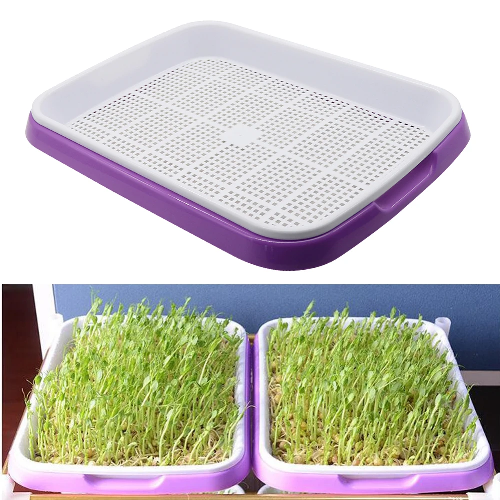 

Double Layer Bean Sprouts Hydroponic tray Seedling Tray Planting Dishes Growing Vegetables seedlings Garden Nursery Pots 1 Set